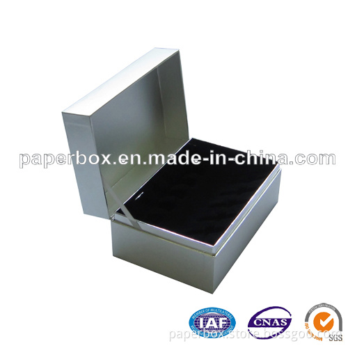 Hot Selling Silver Metalic Paper Cosmetic Box with Velvet Blister